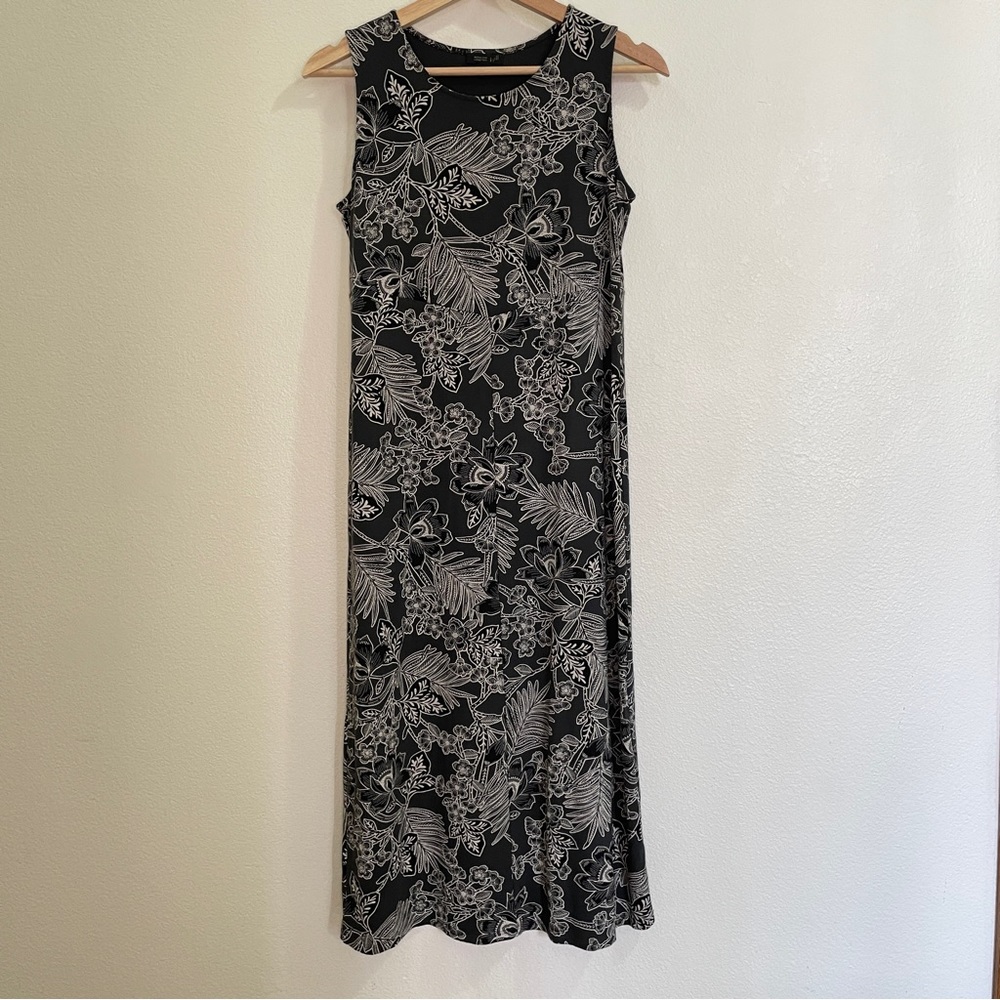 J. Jill Wearever Collection Sleeveless Floral Jersey Shift Dress - Gray